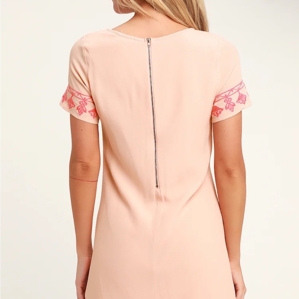 Lulu’s Tale to Tell Light Coral and Pink Embroidered Shift Dress - Picture 2 of 8